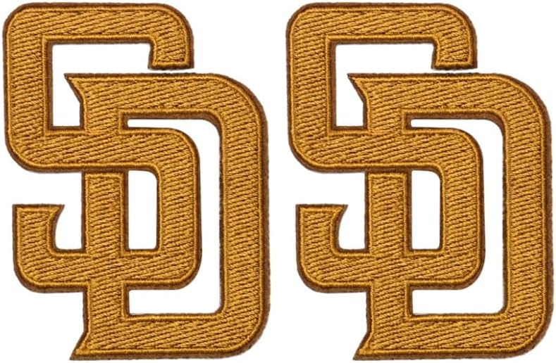 Iron on Patches Sports Teams Letter - Pack of 2 - Decorative for Clothing & Accessories, Ideal for Shirts, Jackets, Hats, Jeans, Shoes, Bags - Durable, Easy Apply (SD Gold - 2" x 3")